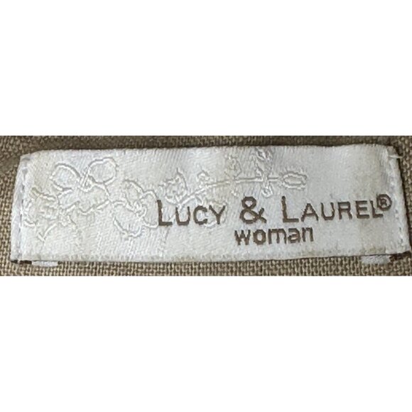 Lucy & Laurel Womens Shirt 100% Linen Button Up Top Collared Beige Size 3X - Picture 13 of 16